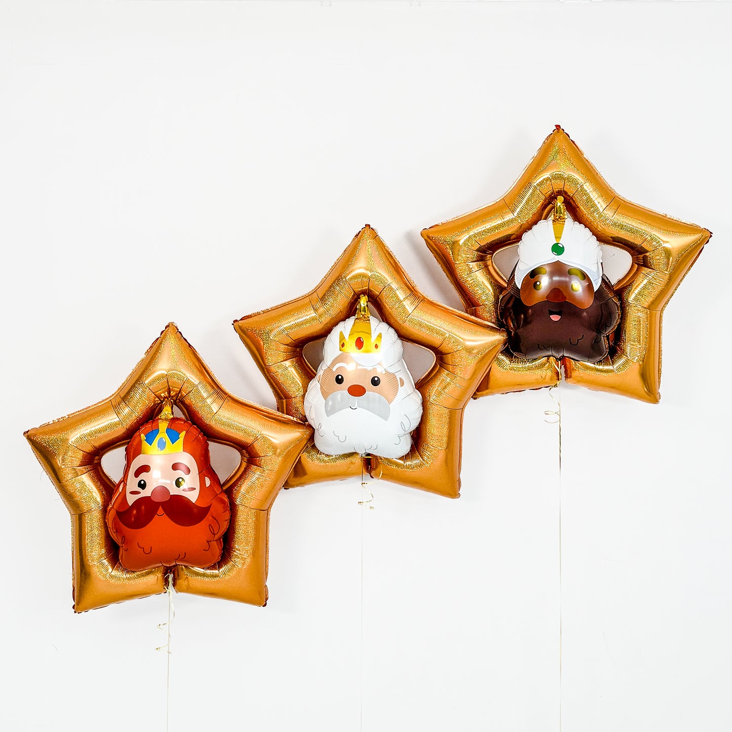 Globos de helio Reyes Magos con Estrella Dorada – Decoración Noche de Reyes