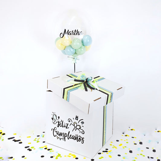 Balloon Box Bubble Gum "Blue-Green-Ivory"