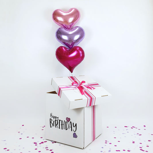 Balloon Box Happy Birthday 3 hearts